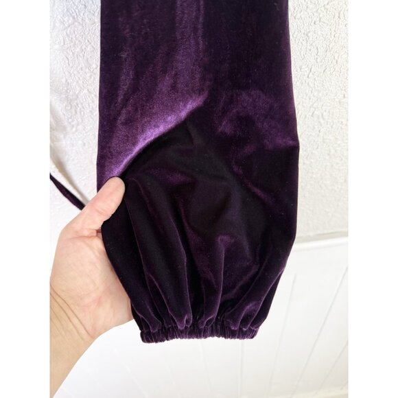 Fairy Goth Velvet Top Women Sz L Plum Crop Tie Front Renaissance Whimsigoth Y2K - Picture 4 of 12